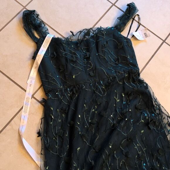 NWT Dessy Collection Birch 3D Sequin Embroidery Dress Evergreen Green size 16 - Picture 3 of 15